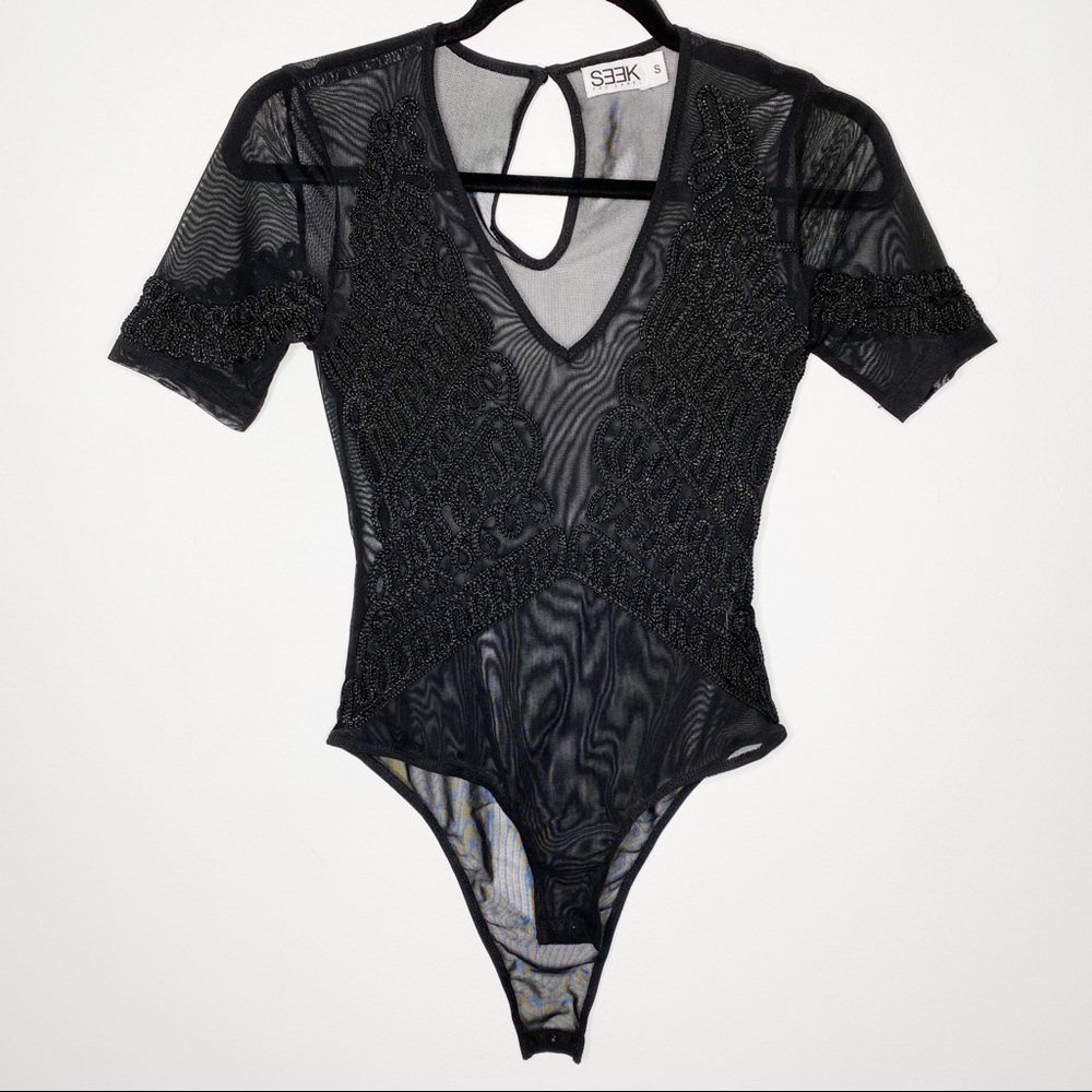 S3BK Black Sheer Lace Blouse SEEK the label